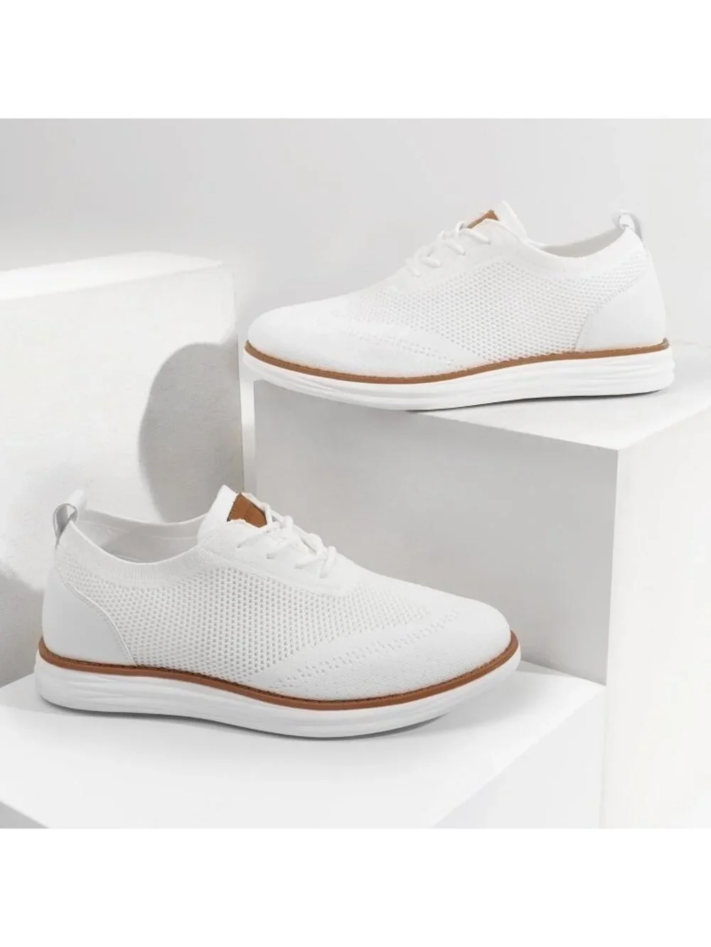 Bruno Marc Men's White Rubber Lace up Lightweight Casual Walking Sneakers - Picture 3 of 6